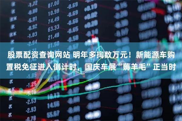 股票配资查询网站 明年多掏数万元！新能源车购置税免征进入倒计时，国庆车展“薅羊毛”正当时